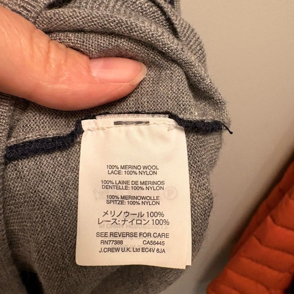 J. Crew Gray Tank Top with dark navy Lace Detail - Picture 4 of 5